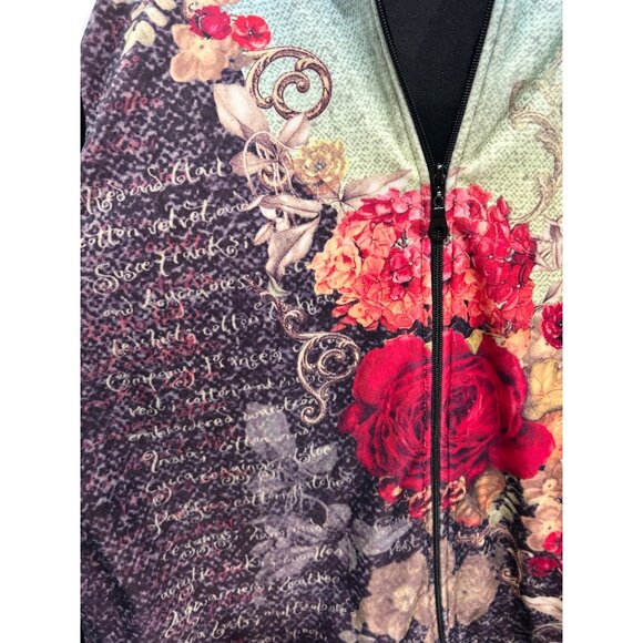 Coldwater Creek Womens Floral Zip-Up Hoodie Jacket Multicolor Size 1X - Picture 4 of 8